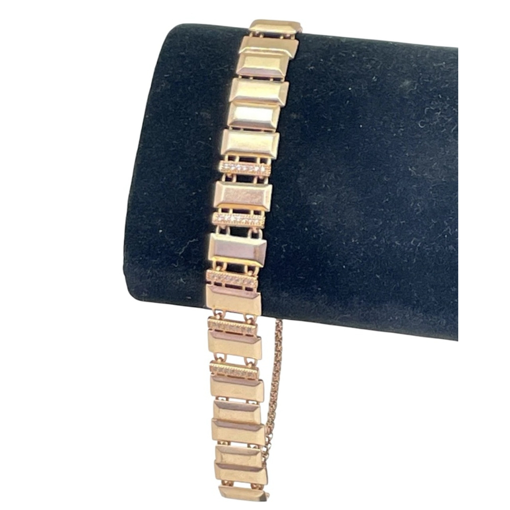 Kendra Scott Harp Adjustable Pave Chain Bracelet Bar Rose Gold Tone 1860